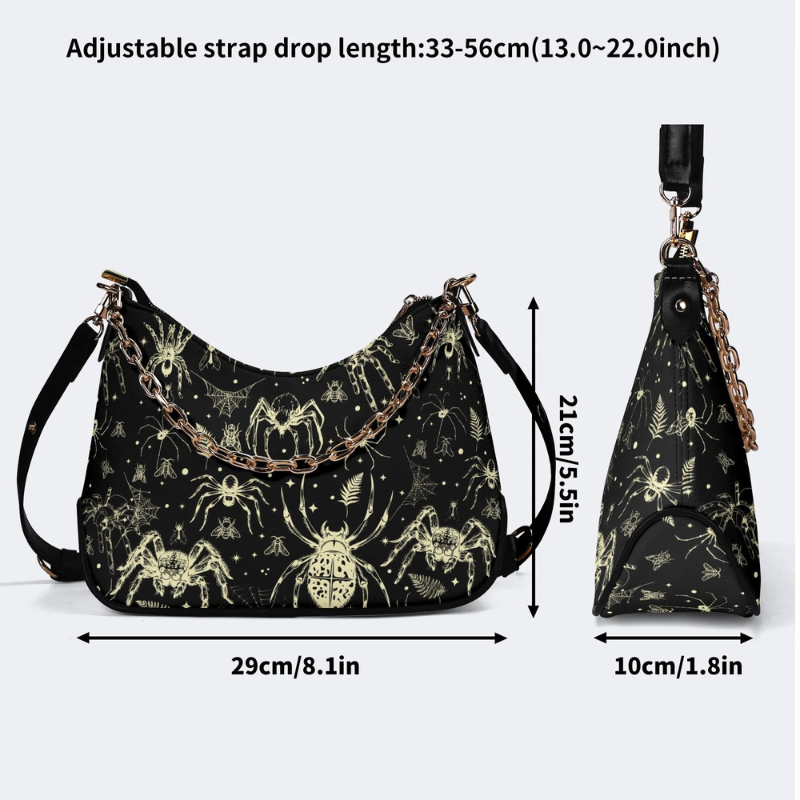 Spider And Moth Print Leather Crossbody Bag Factory direct sales