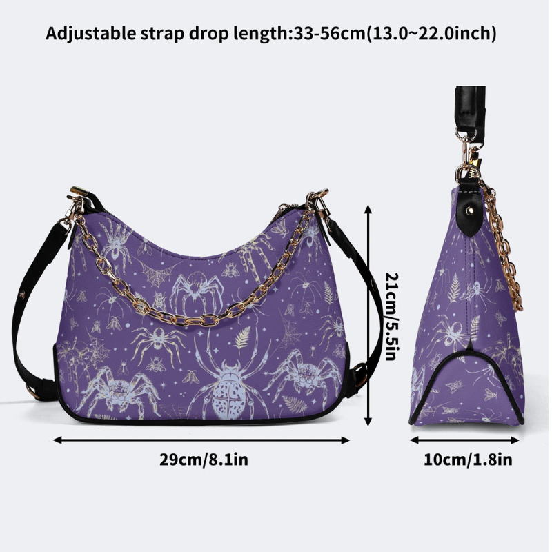 Spider And Moth Print Leather Crossbody Bag Factory direct sales