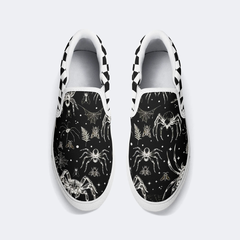 Spider And Moth Print Slip On Shoes