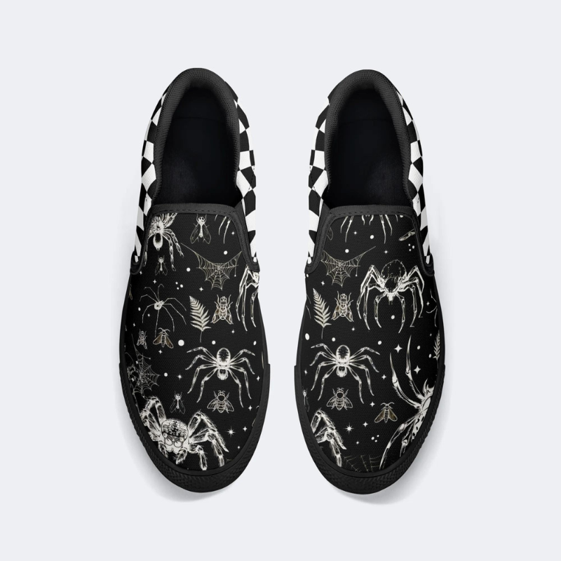 Spider And Moth Print Slip On Shoes
