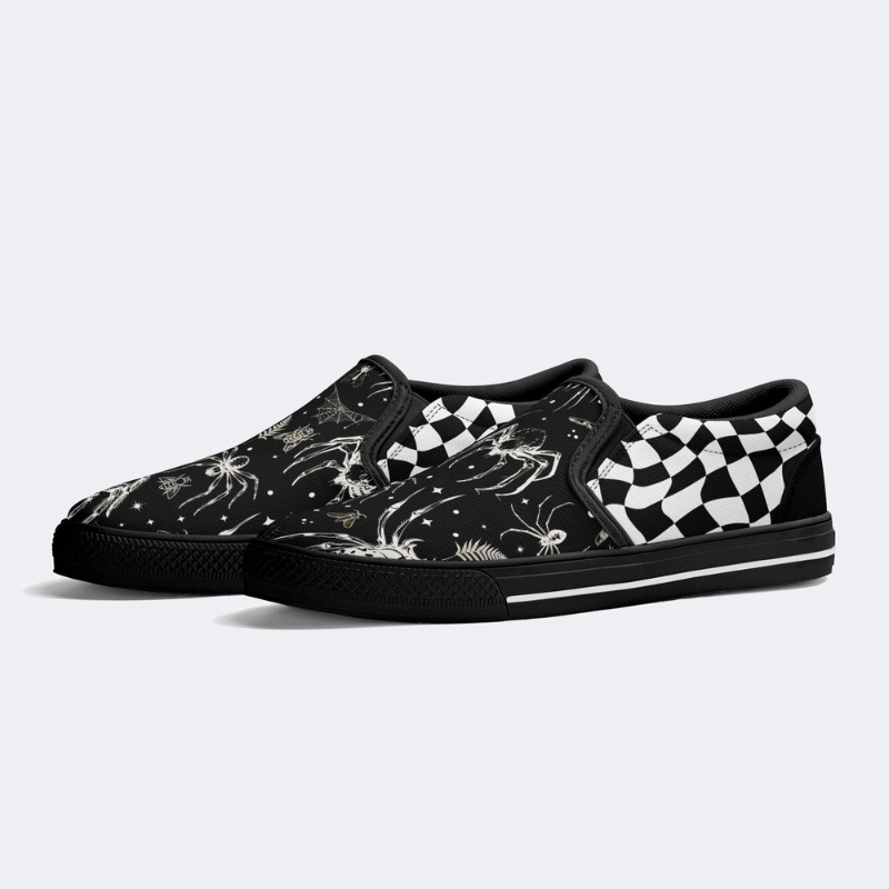 Spider And Moth Print Slip On Shoes