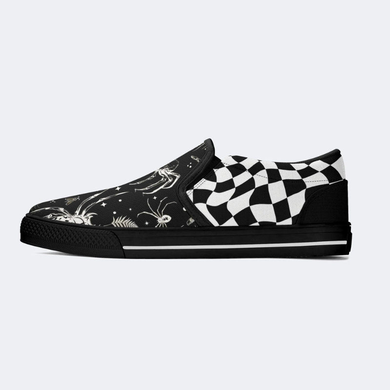 Spider And Moth Print Slip On Shoes