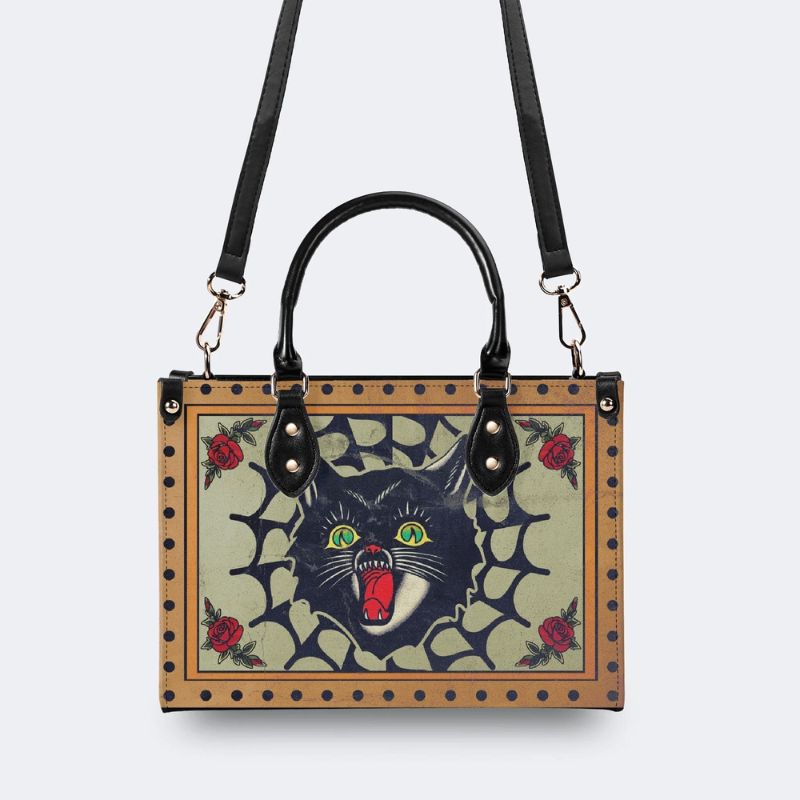 Spider Web Cat Head Print Handbag Factory Direct Sales