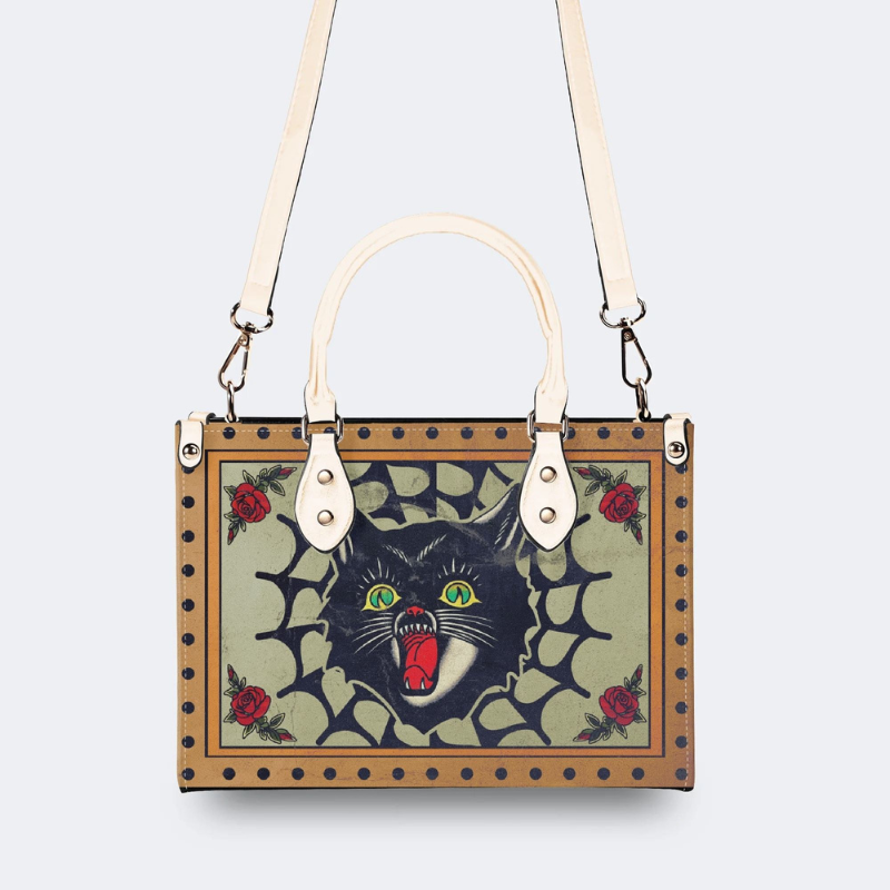 Spider Web Cat Head Print Handbag Factory Direct Sales