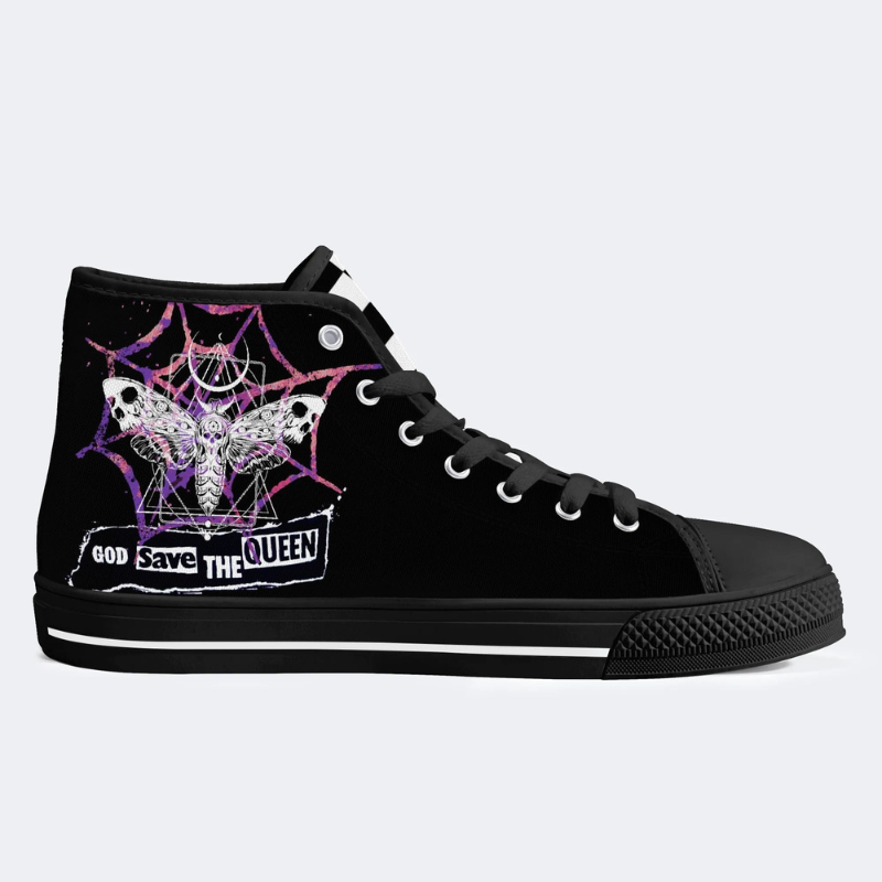 Spiderweb Geometric Moth High Top Canvas Factory Direct Sales