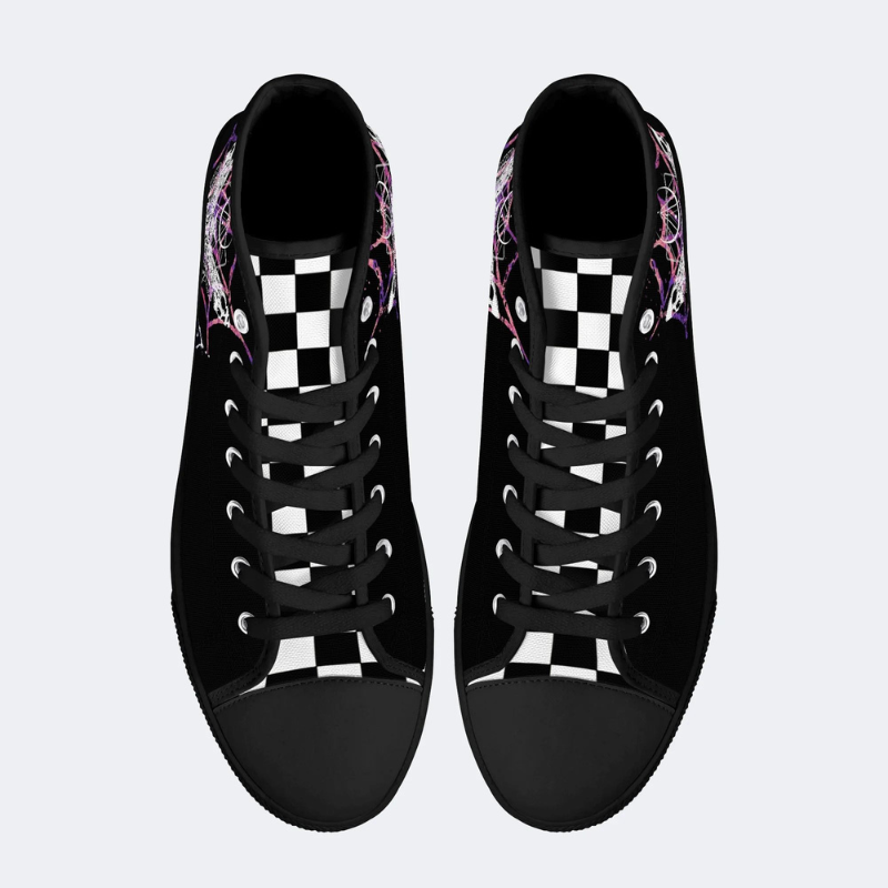Spiderweb Geometric Moth High Top Canvas Factory Direct Sales