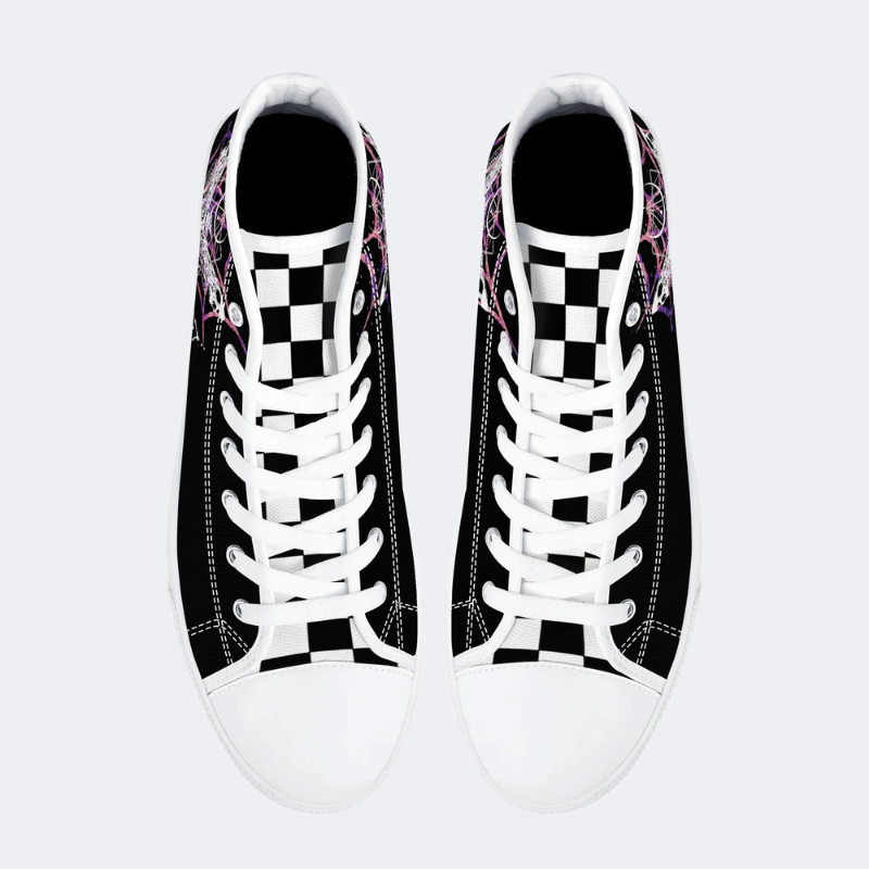 Spiderweb Geometric Moth High Top Canvas Factory Direct Sales