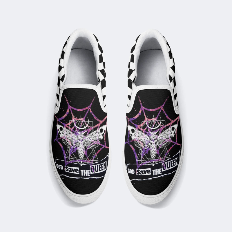 Spiderweb Geometric Moth Slip On Shoes