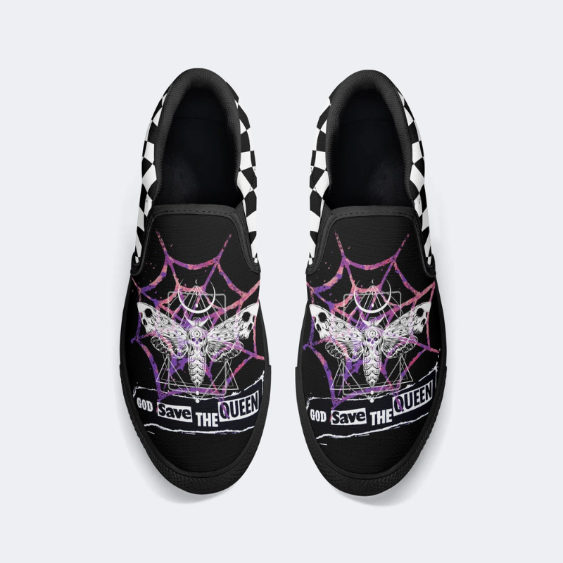 Spiderweb Geometric Moth Slip On Shoes
