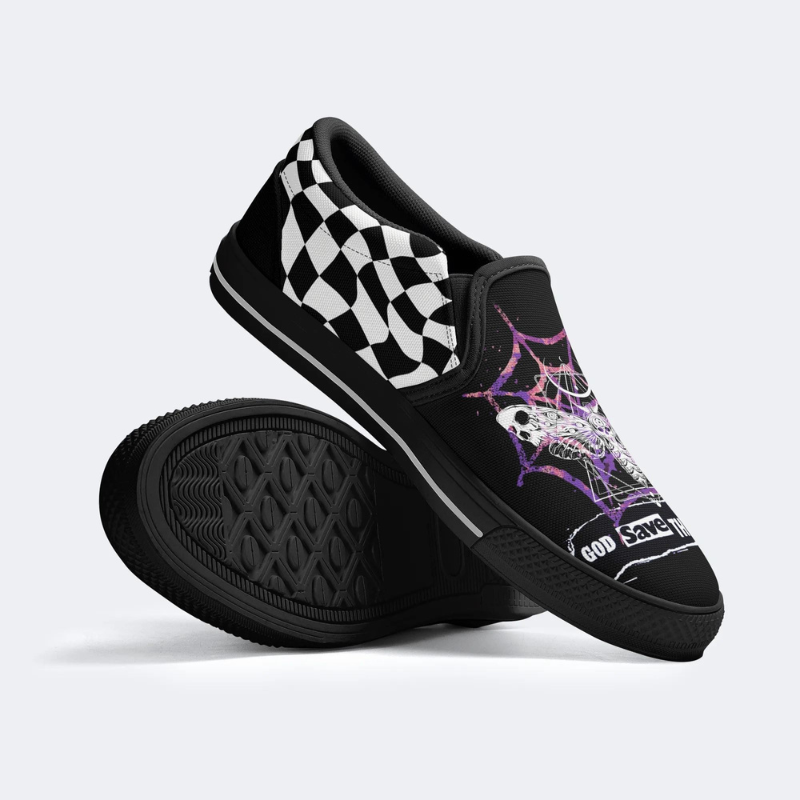 Spiderweb Geometric Moth Slip On Shoes