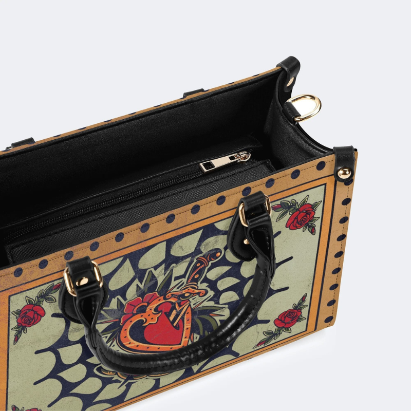 Spiderweb Heart And Dagger Print Handbag