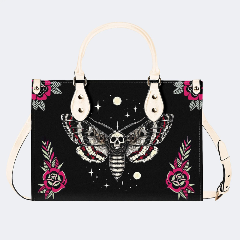 Starry Sky Skull And Moth Print Handbag Factory Direct Sales