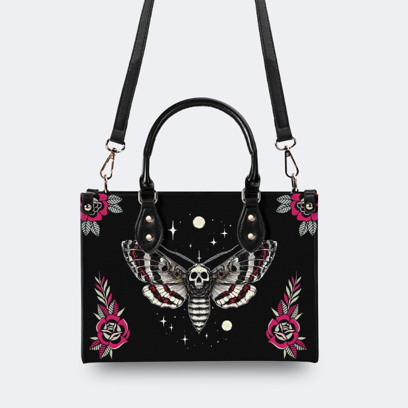 Starry Sky Skull And Moth Print Handbag Factory Direct Sales