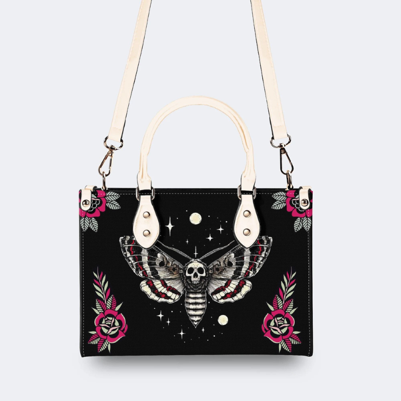 Starry Sky Skull And Moth Print Handbag Factory Direct Sales