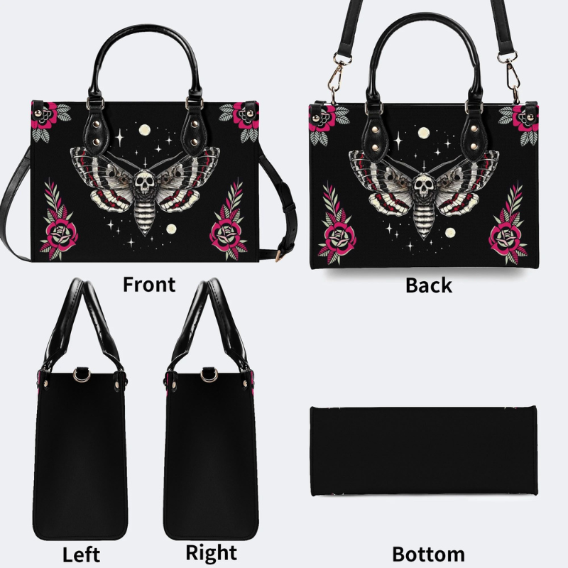 Starry Sky Skull And Moth Print Handbag Factory Direct Sales