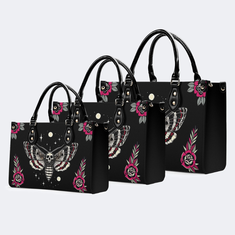 Starry Sky Skull And Moth Print Handbag Factory Direct Sales