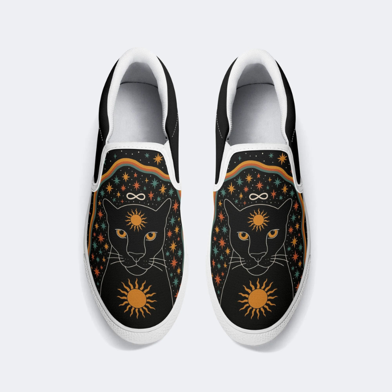 Sun Panther And Starry Sky Slip On Shoes