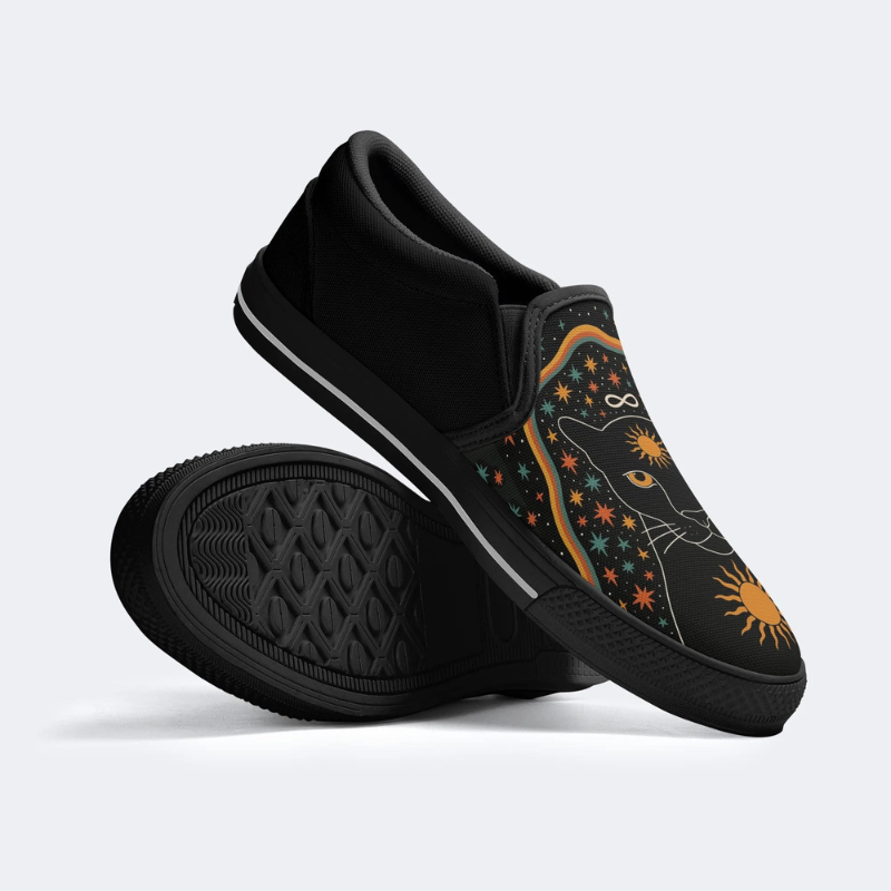 Sun Panther And Starry Sky Slip On Shoes_09