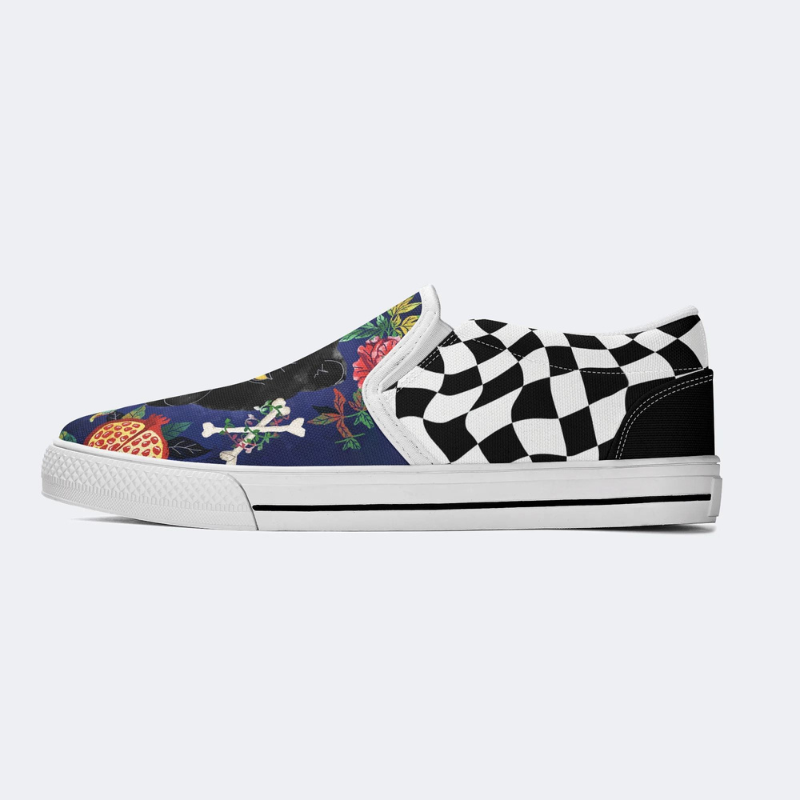 Three-Eyed Black Panther Print Slip On Shoes