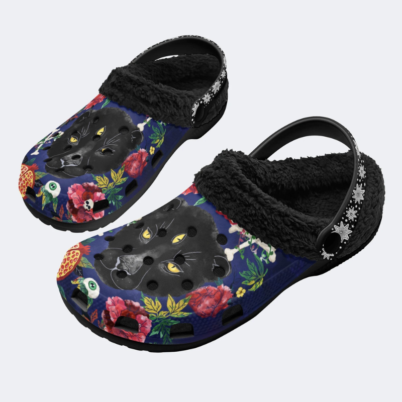 Three-Eyed Black Panther Print Slippers/Sandals