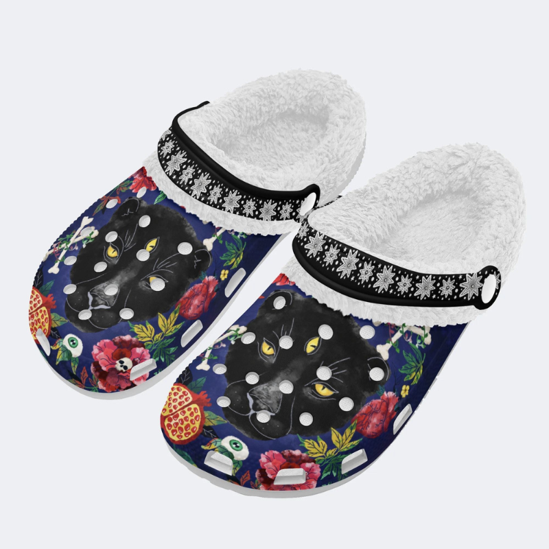 Three-Eyed Black Panther Print Slippers/Sandals