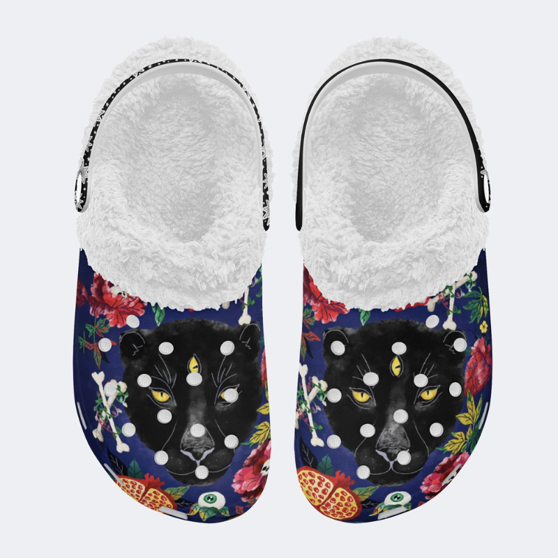 Three-Eyed Black Panther Print Slippers/Sandals