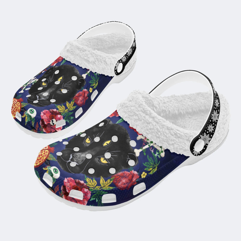 Three-Eyed Black Panther Print Slippers/Sandals