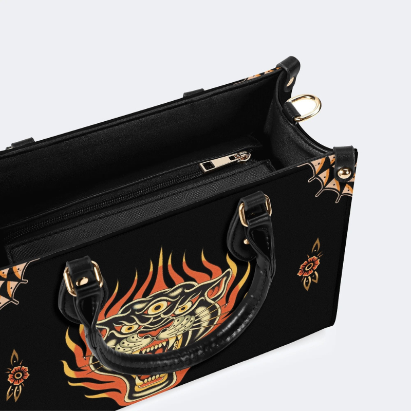 Three-eyed Black Panther Print Handbag