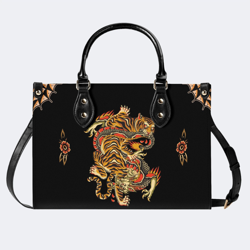 Traditional Tiger And Dragon Print Handbag Factory Direct Sales