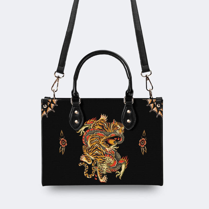Traditional Tiger And Dragon Print Handbag Factory Direct Sales
