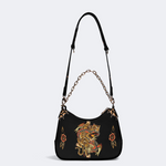 Traditional Tiger And Dragon Print Leather Crossbody Bag