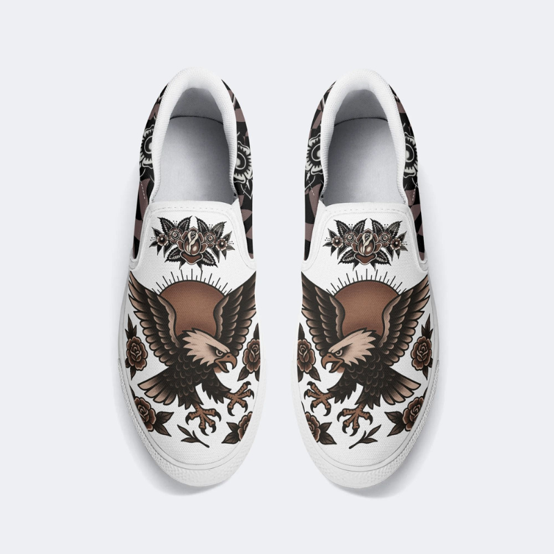 Vintage Eagle Day Print Slip On Shoes