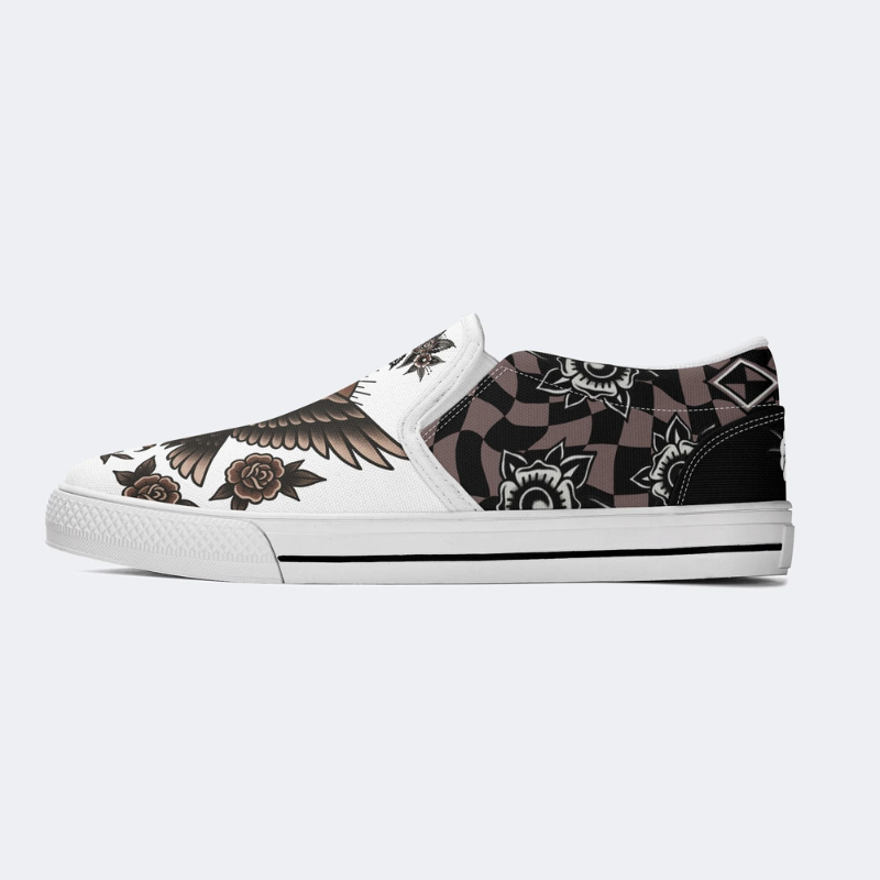 Vintage Eagle Day Print Slip On Shoes_02