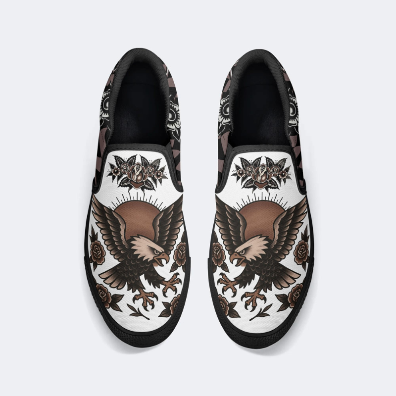 Vintage Eagle Day Print Slip On Shoes_05