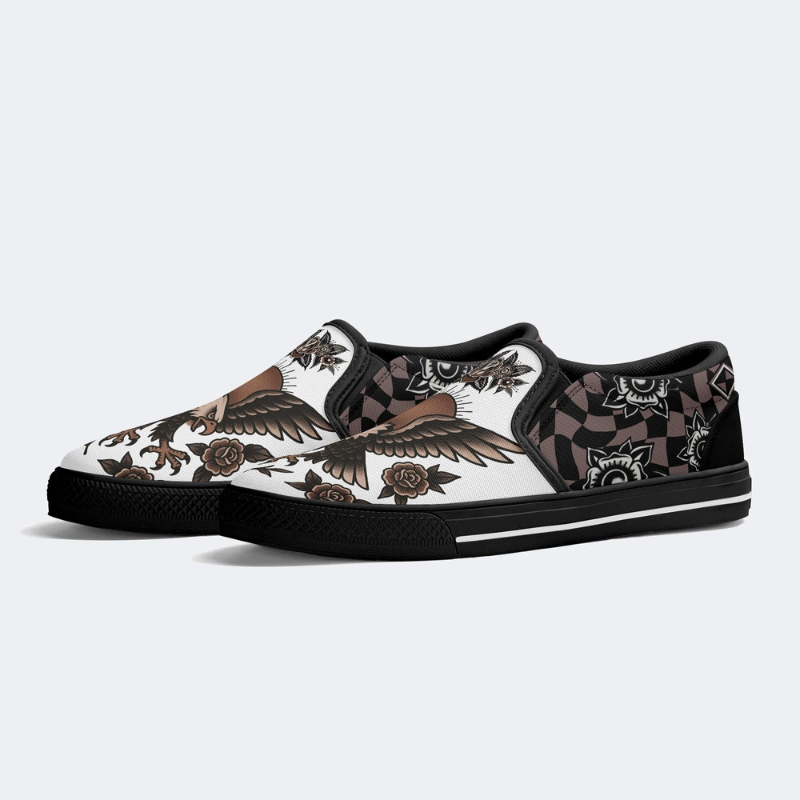 Vintage Eagle Day Print Slip On Shoes_06