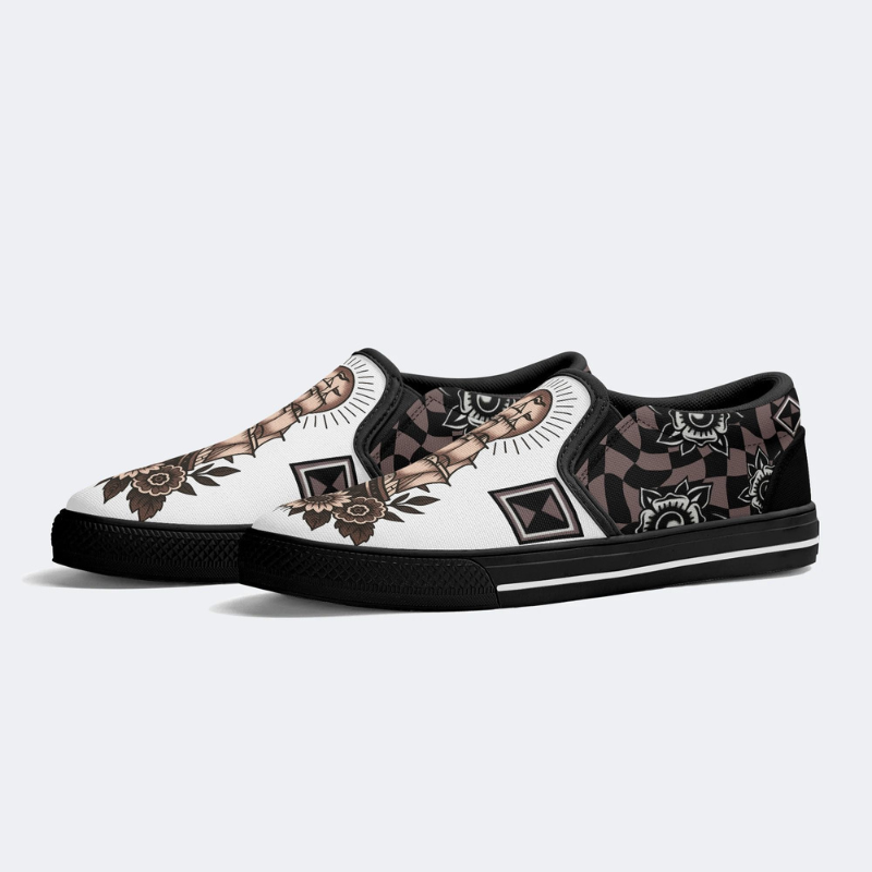 Vintage Sailboat Print Slip On Shoes_06