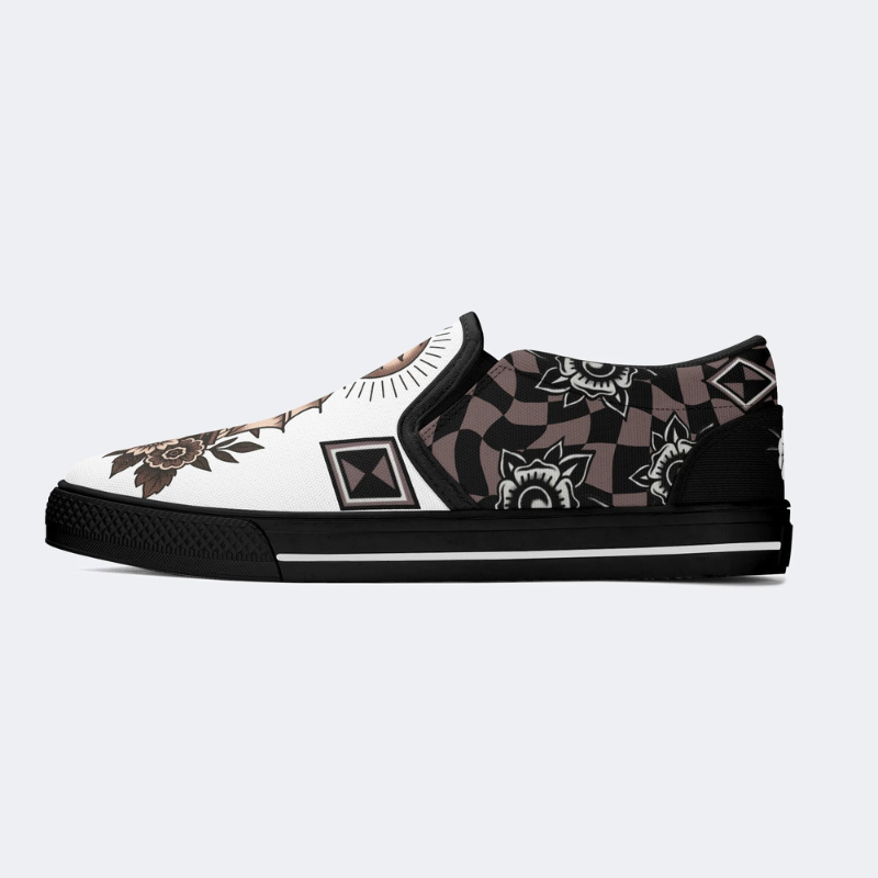 Vintage Sailboat Print Slip On Shoes_07