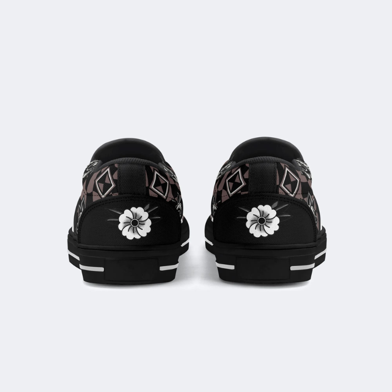 Vintage Sailboat Print Slip On Shoes_08