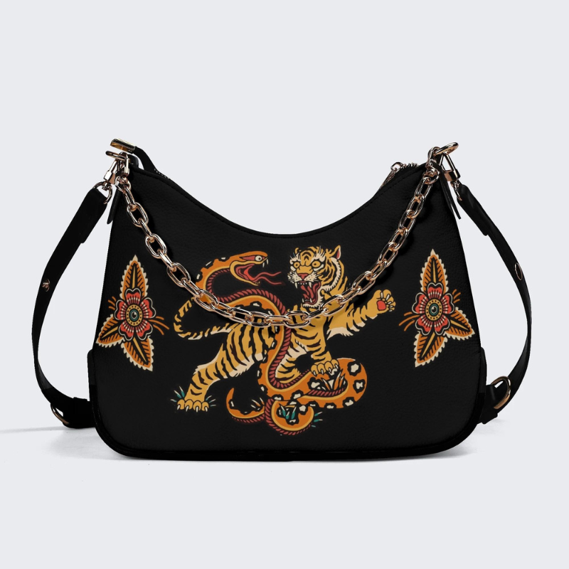 Vintage Tiger Vs. Viper Leather Crossbody Bag