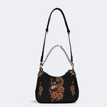 Wolf And Snake Print Leather Crossbody Bag