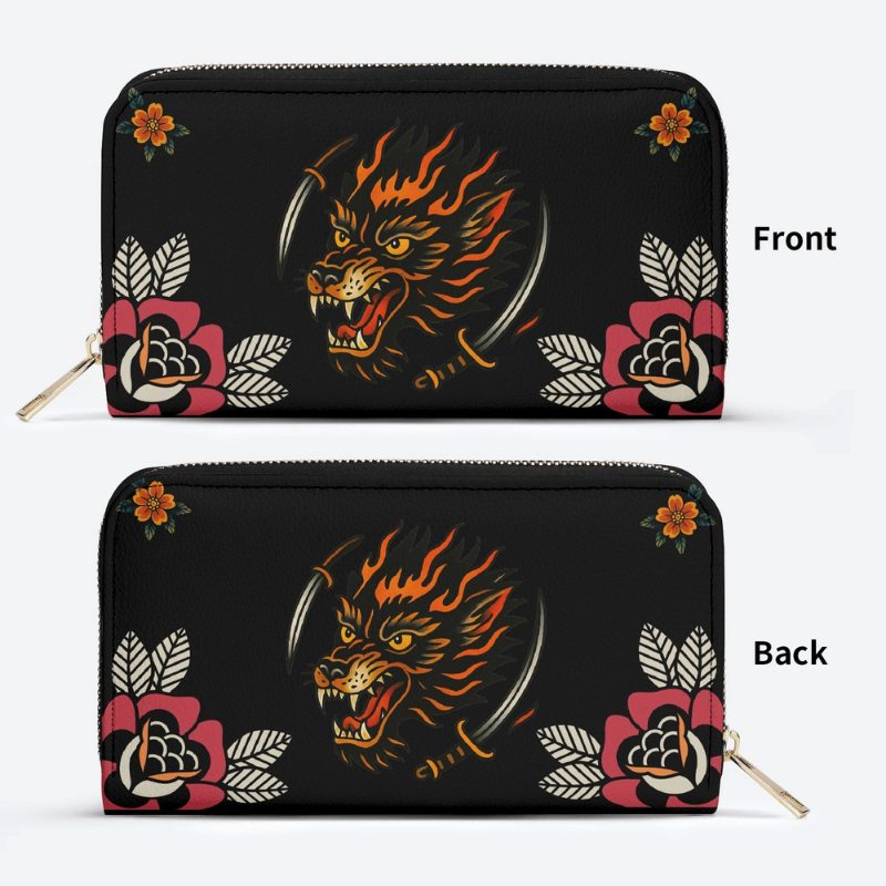 Wolf Head Print Leather Wallet Factory Direct Sales_01