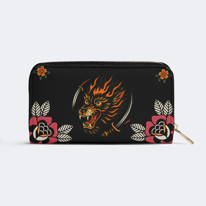 Wolf Head Print Leather Wallet Factory Direct Sales_03