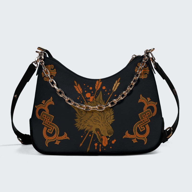 Wolf Shot Dead By Bow And Arrow Leather Crossbody Bag