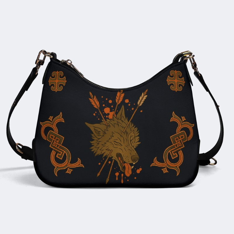 Wolf Shot Dead By Bow And Arrow Leather Crossbody Bag_01