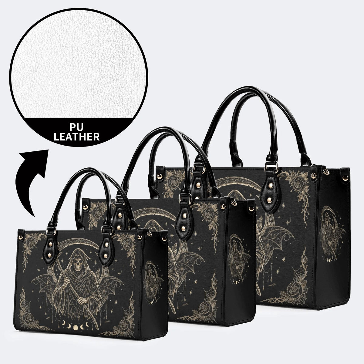 Grim Reaper Rose Print Handbag Factory Direct Sales
