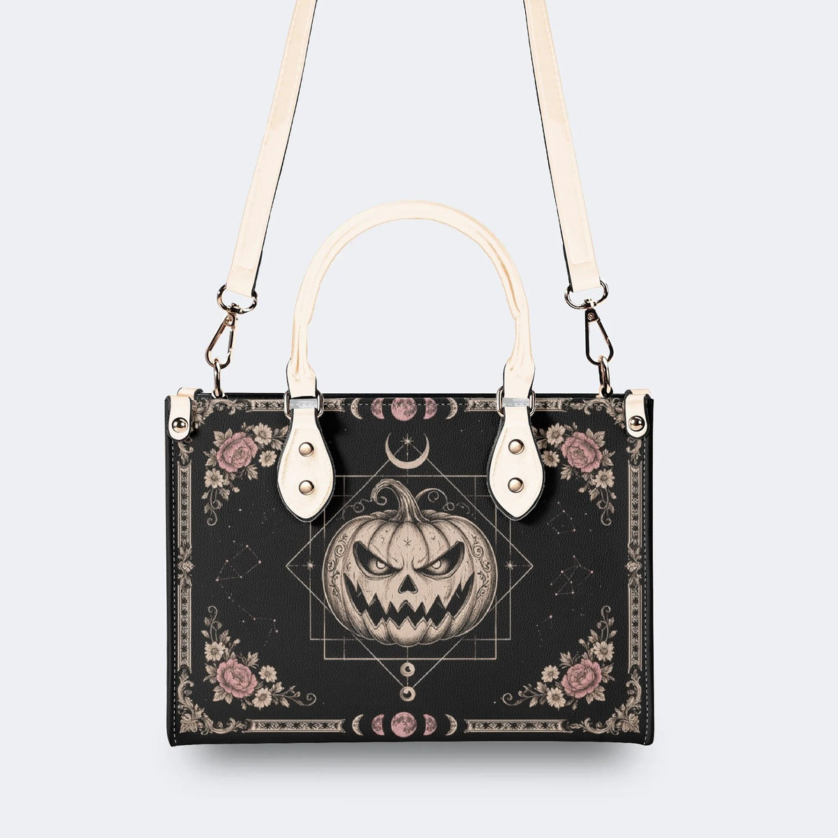 Pumpkin Rose Print Handbag Factory Direct Sales
