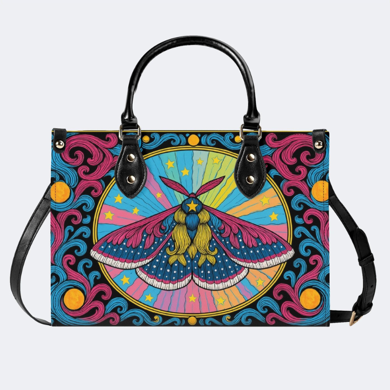 Colorful Moth Print Handbag Factory Direct Sales