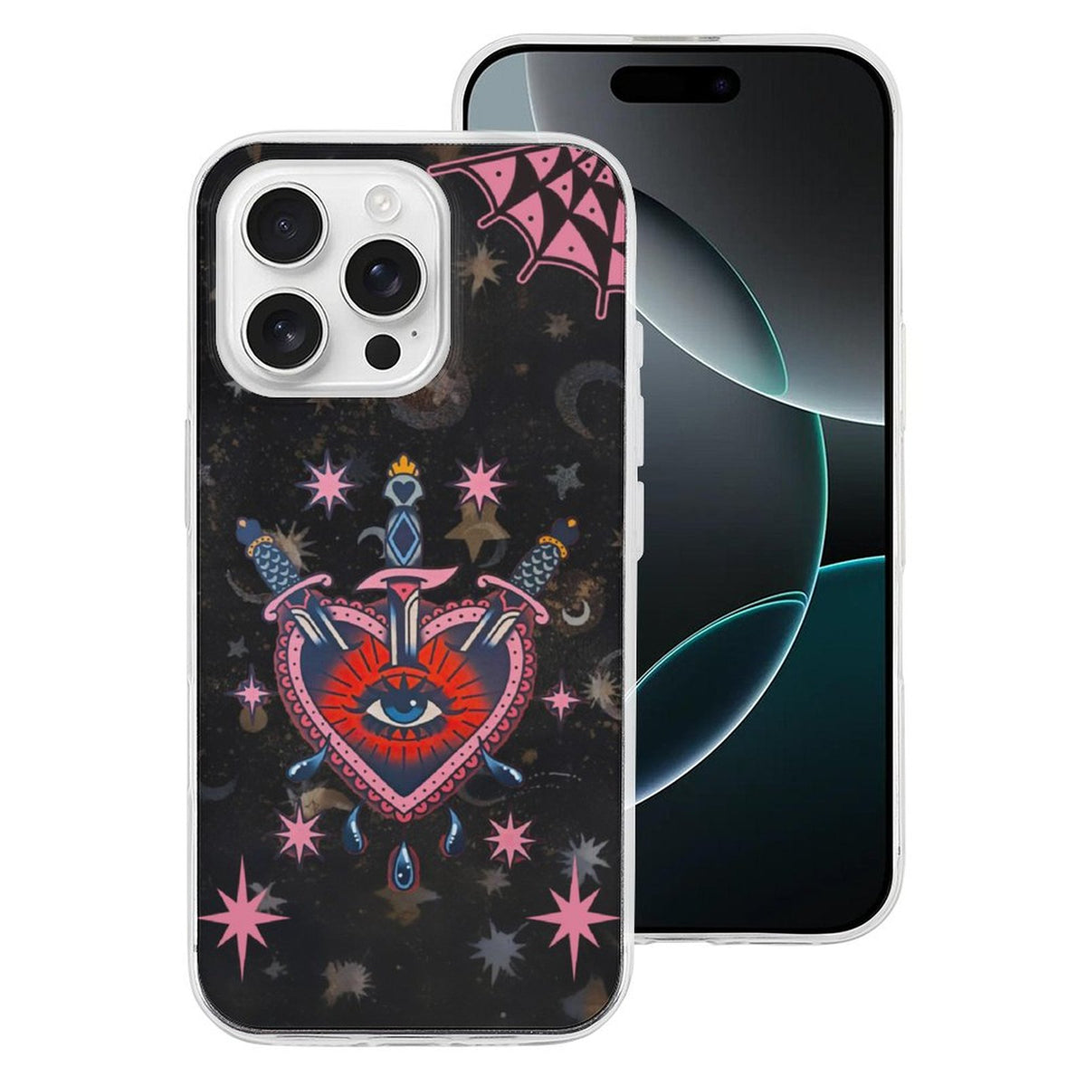 Red Heart & Eye Print - Phone Case