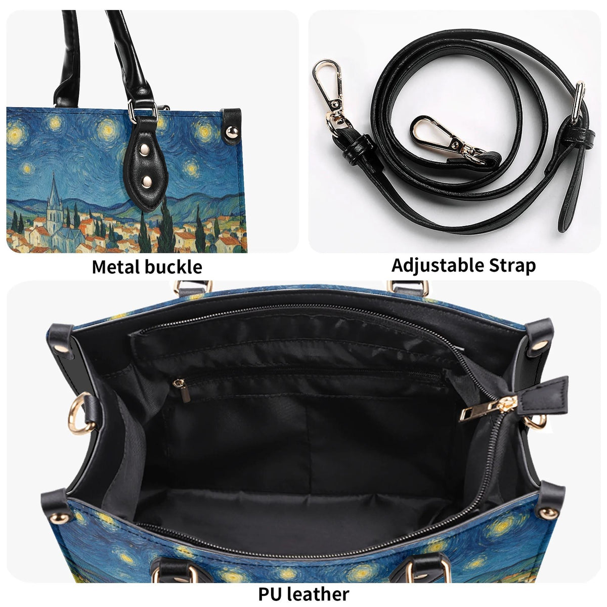 Van Gogh Starry Night Town Print Handbag Factory Direct Sales