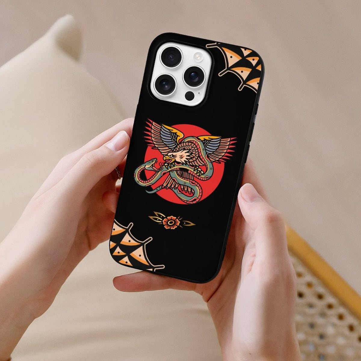 Vintage Eagle & Snake Print - Phone Case